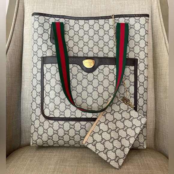 Authentic GUCCI GG plus vintage canvas tote bag (F1005) - Picture 1 of 17